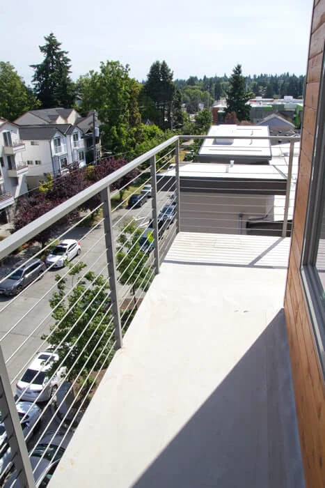 Apartment balcony with uninterrupted views.