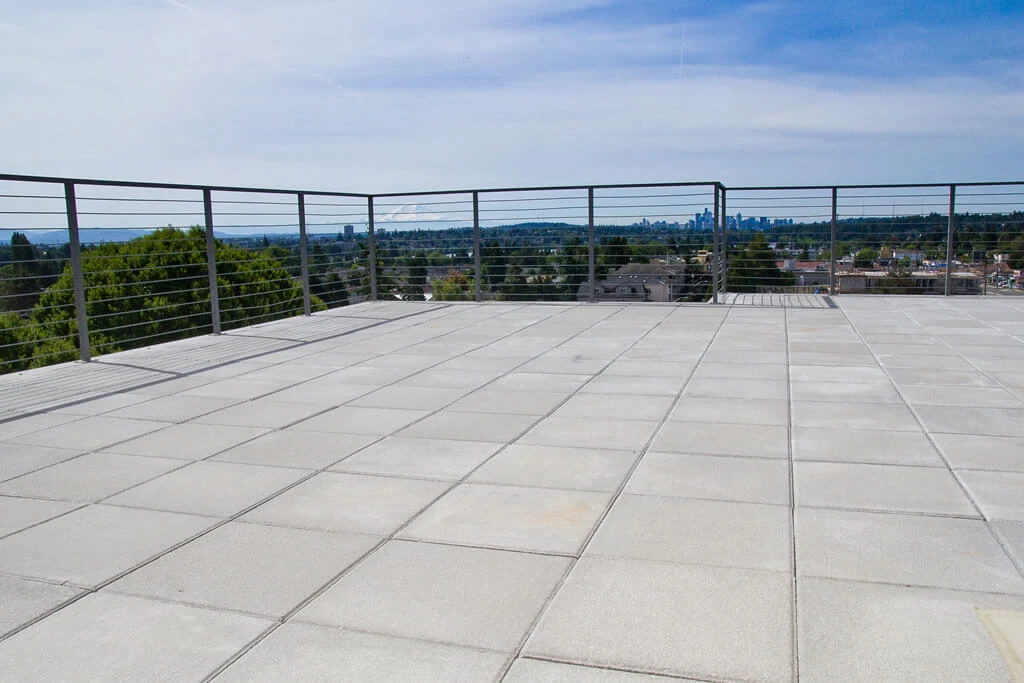 Panoramic views from the rooftop deck of a new Seattle apartment building.