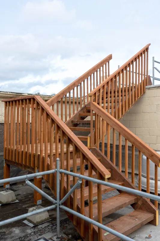 Service Linen Supply - New Outdoor Wood Stairway